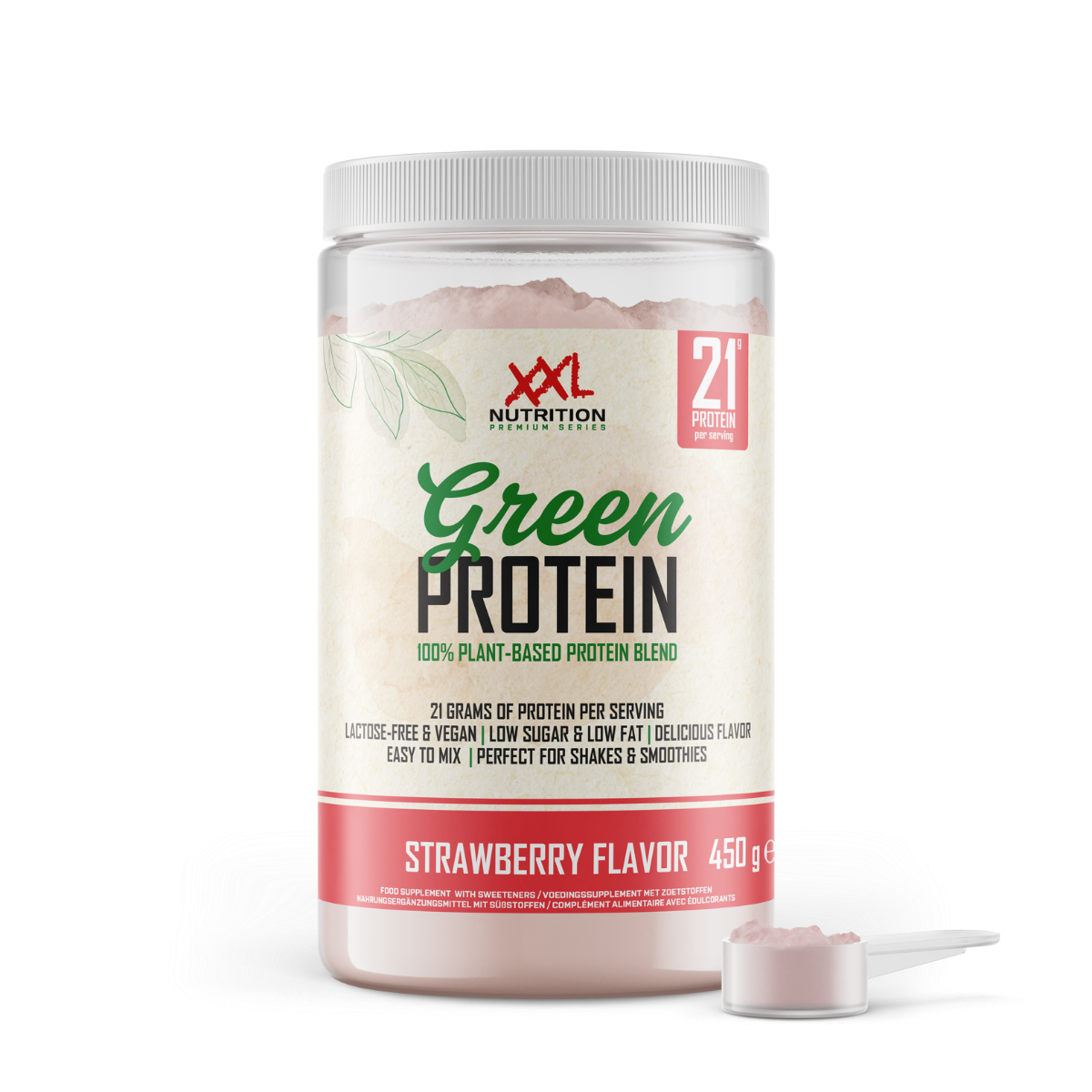Protein Iced Coffee Karamel - Aardbei / 450 g / Groen