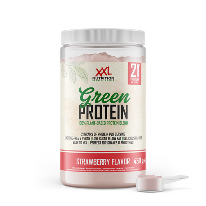 Protein Iced Coffee Karamel - Aardbei / 450 g / Groen