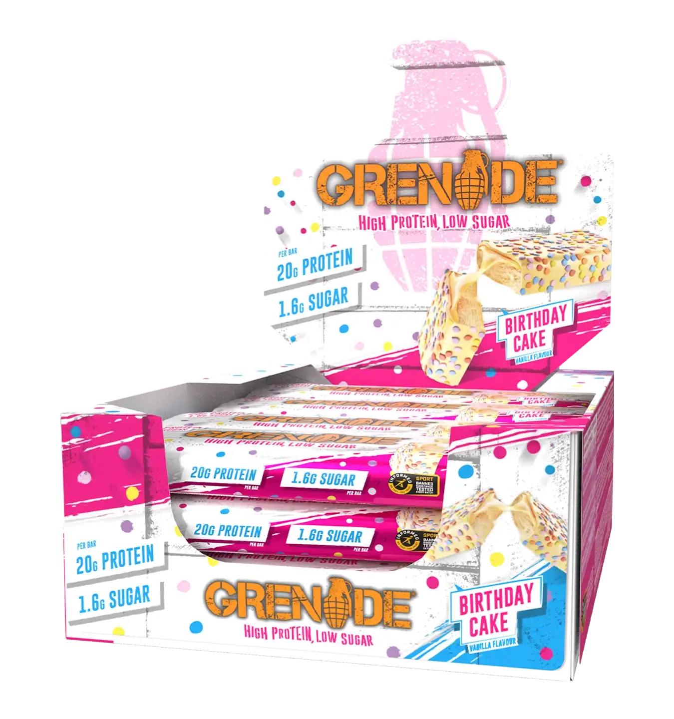 Grenade Protein Bars - 12 repen / Birthday Cake