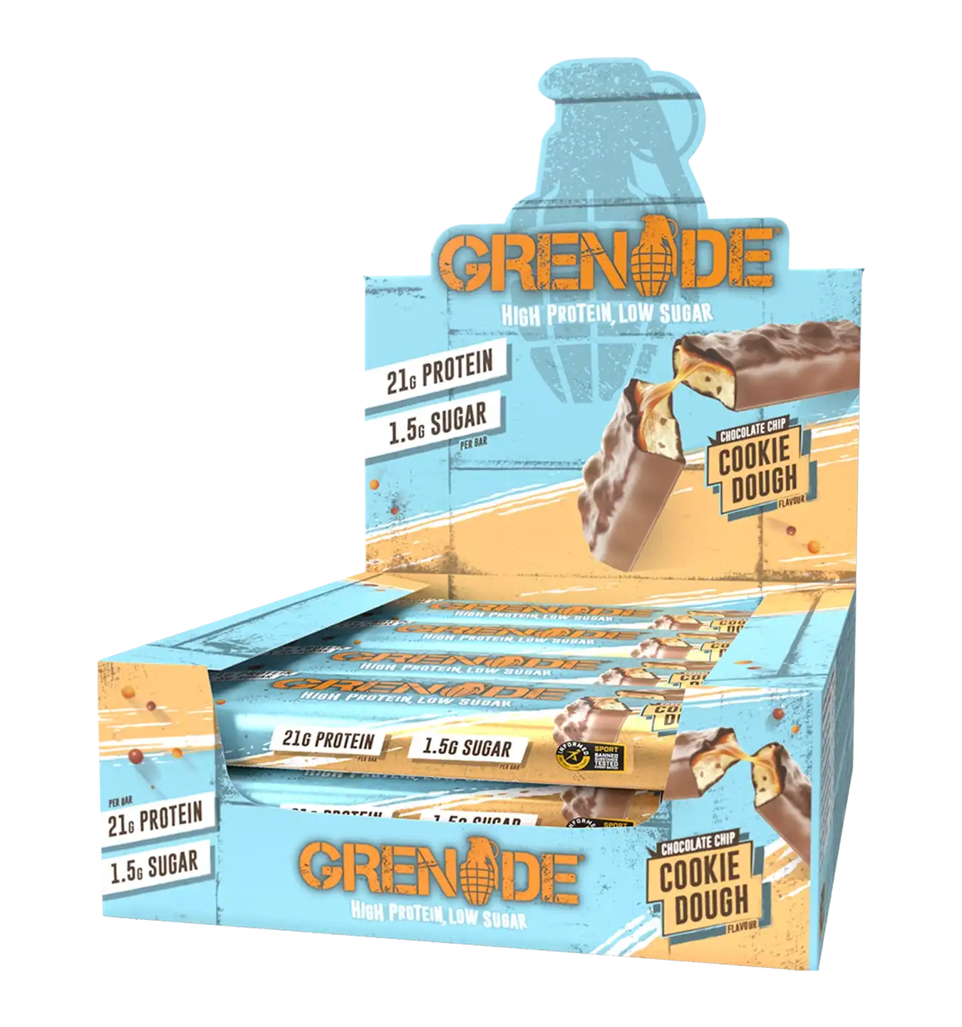 Grenade Protein Bars - 12 repen / Choco Chip Cookie