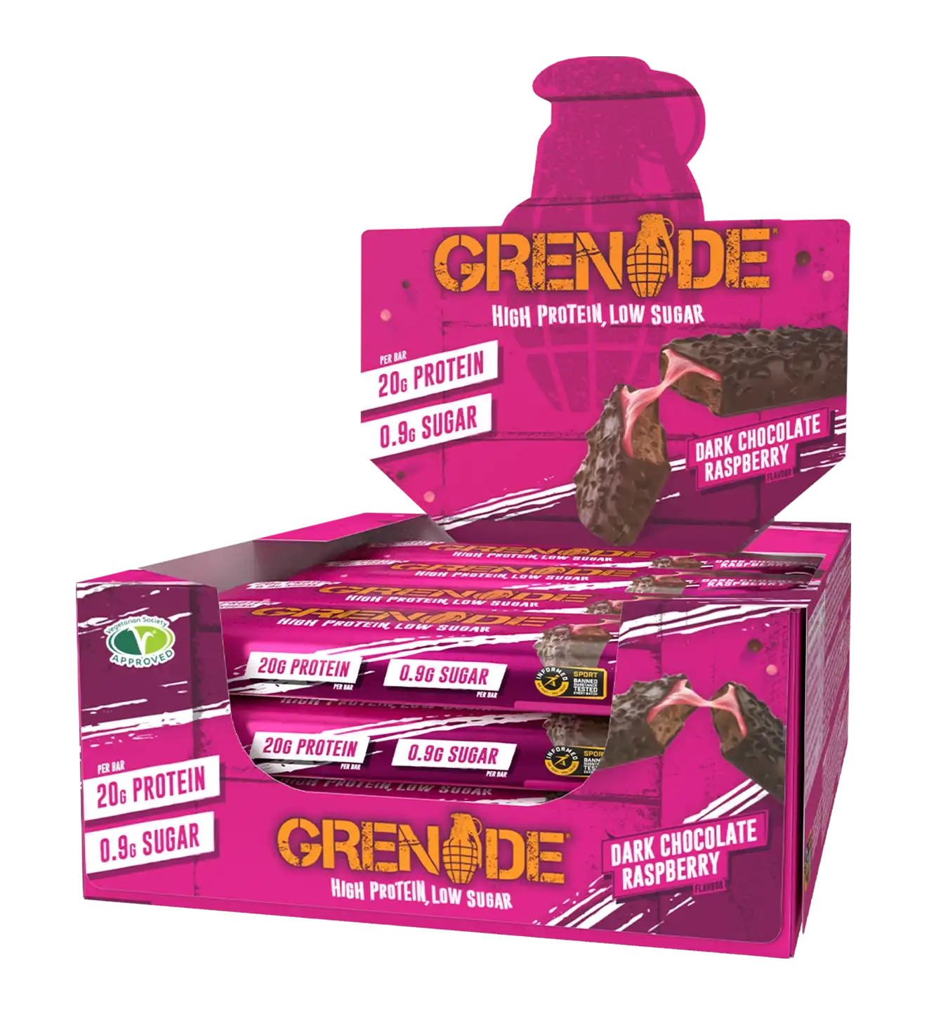 Grenade Protein Bars - 12 repen / Dark Choco Raspberry