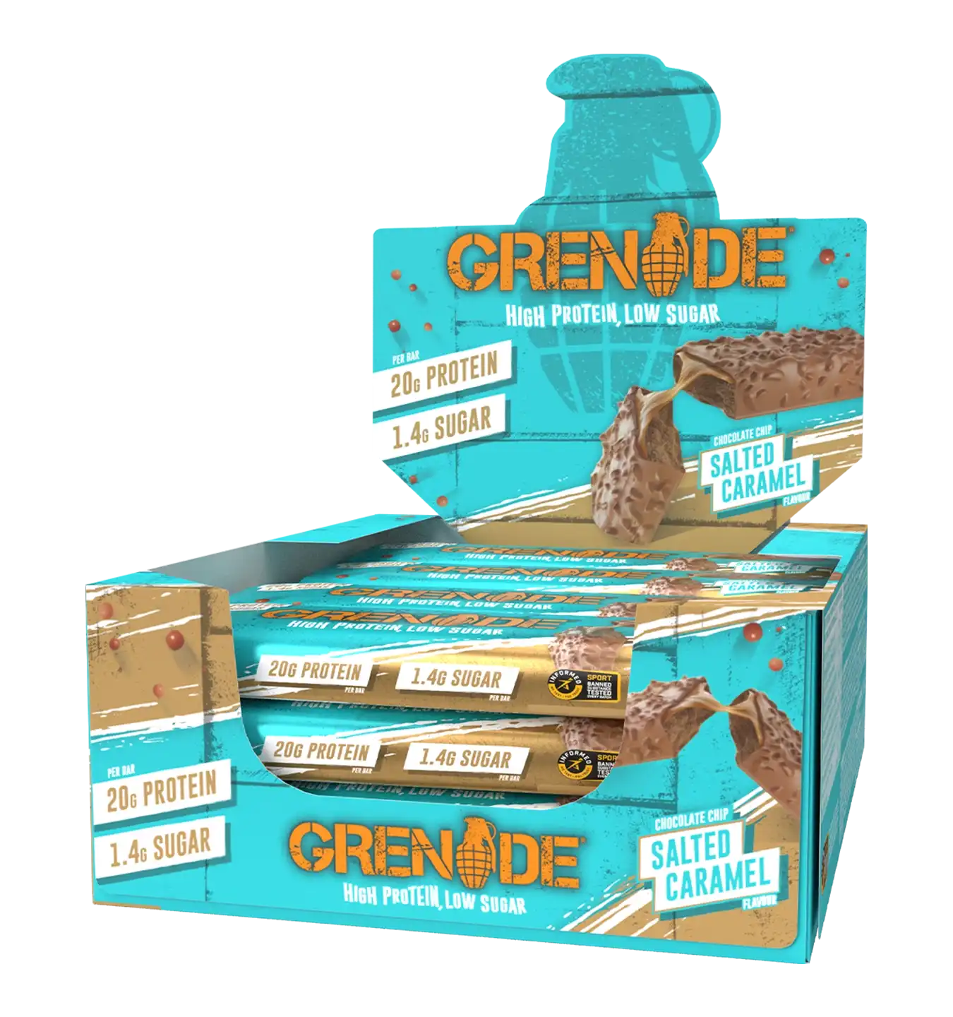 Grenade Protein Bars - 12 repen / Choco Chip Salted Caramel