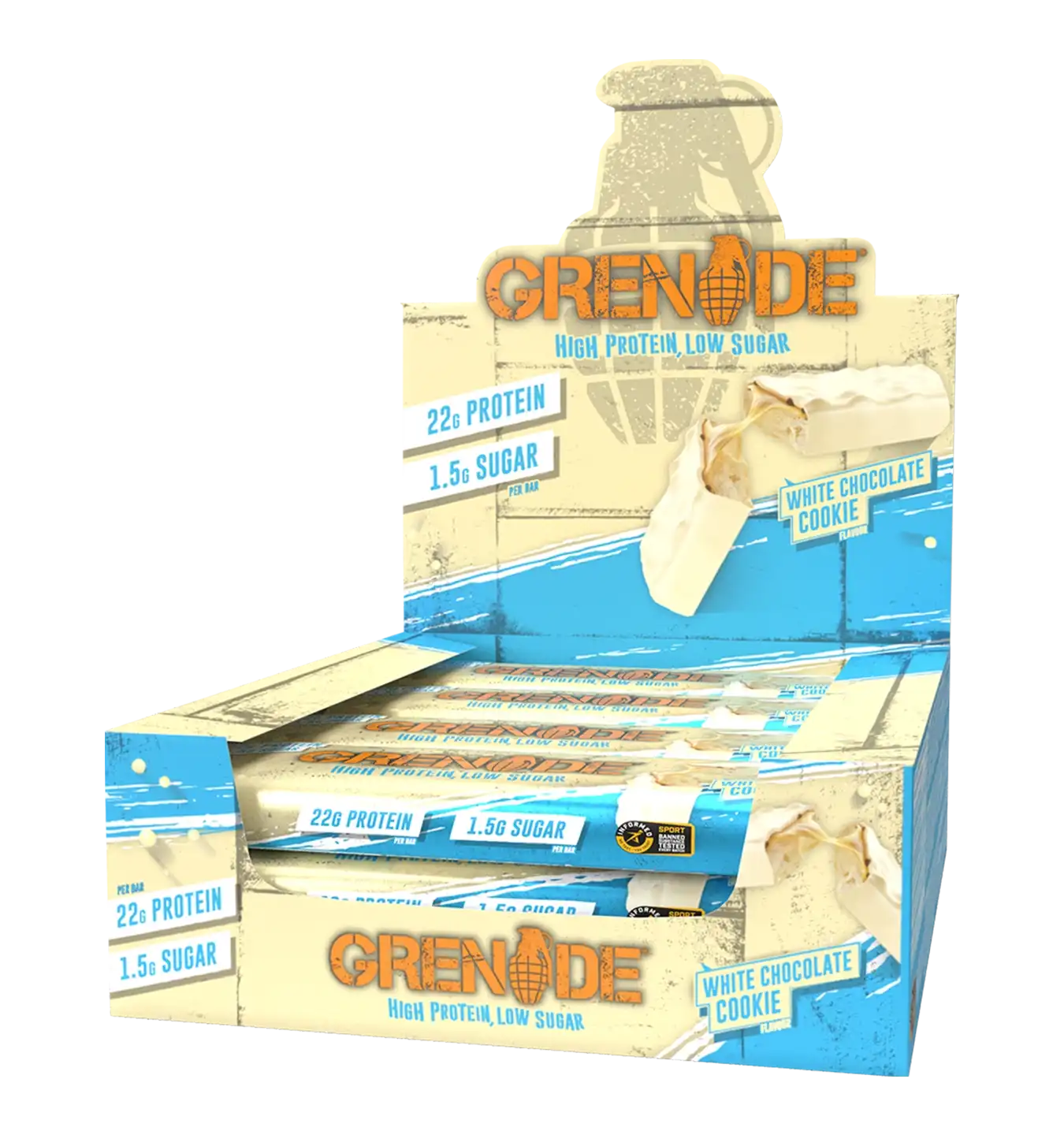 Grenade Protein Bars - 12 repen / White Chocolate Cookie