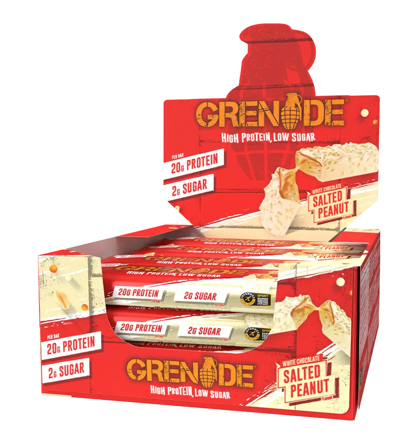 Grenade Protein Bars - 12 repen / White Choco Salted Peanut