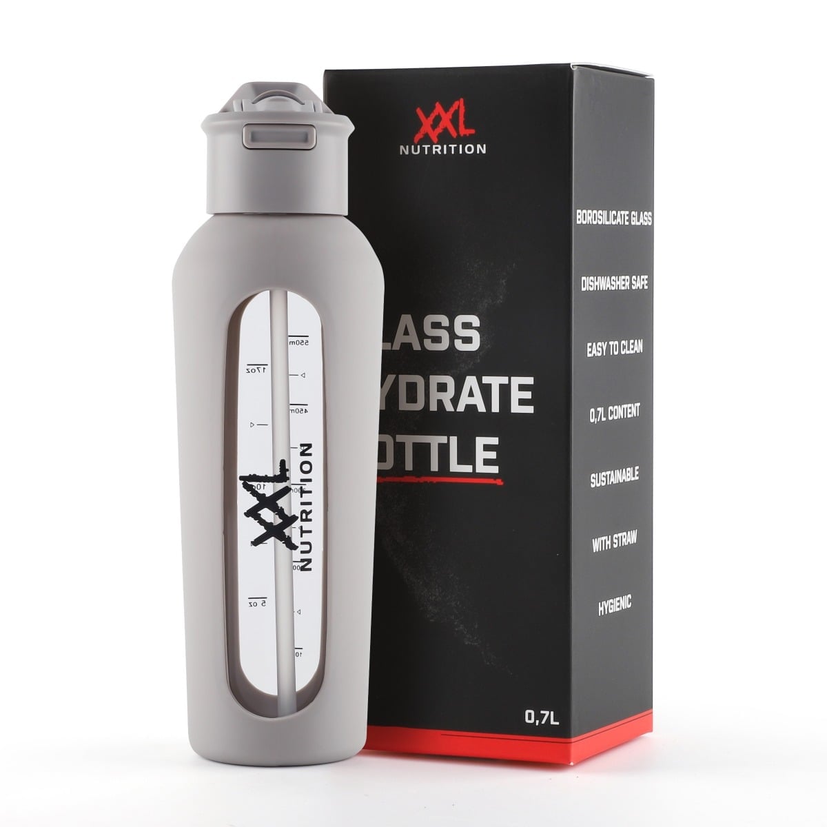 Glass Hydrate Bottle - Grijs / 700 ml