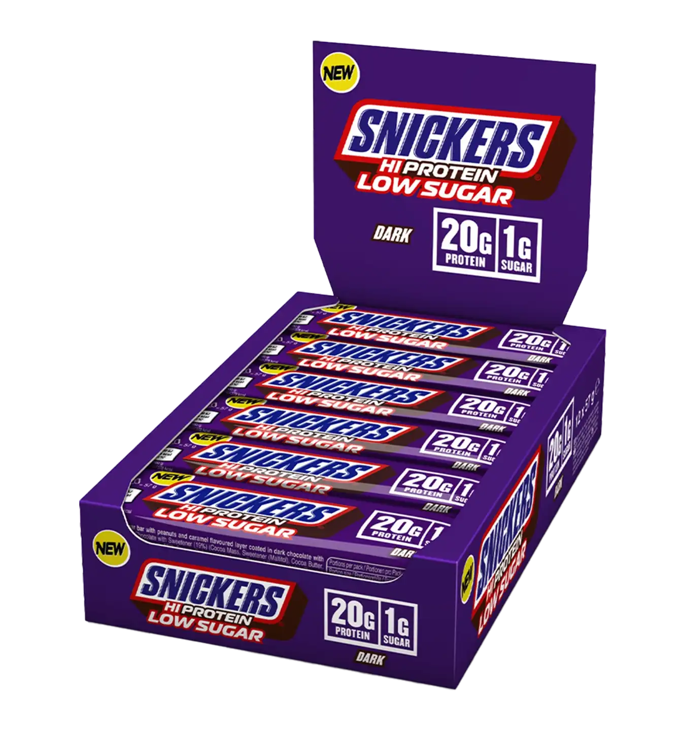 Snickers Dark Low Sugar High Protein Bar - 12 repen - Dark Chocolate