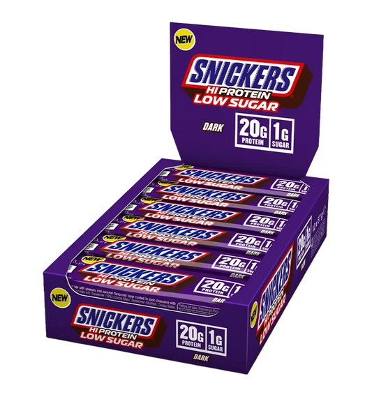 Snickers Dark Low Sugar High Protein Bar - 12 repen - Dark Chocolate