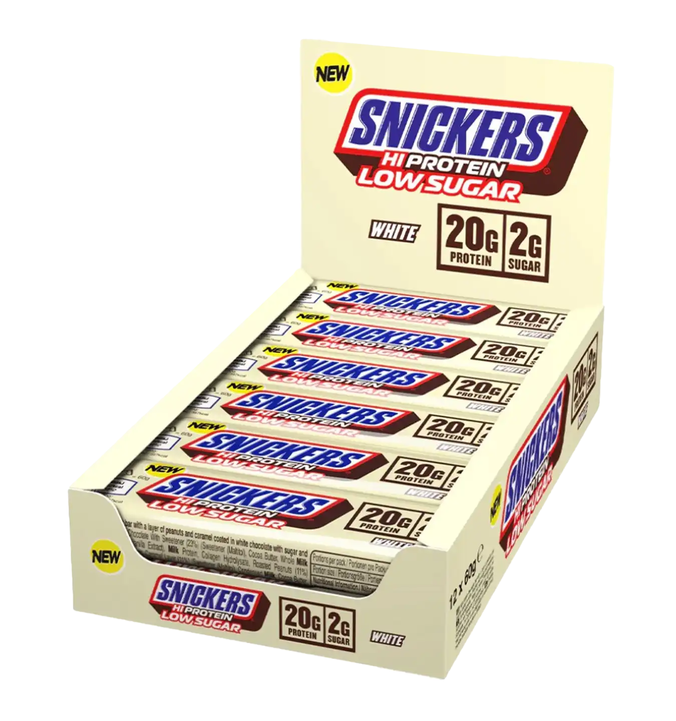 Snickers White Low Sugar High Protein Bar - 12 repen - White Chocolate