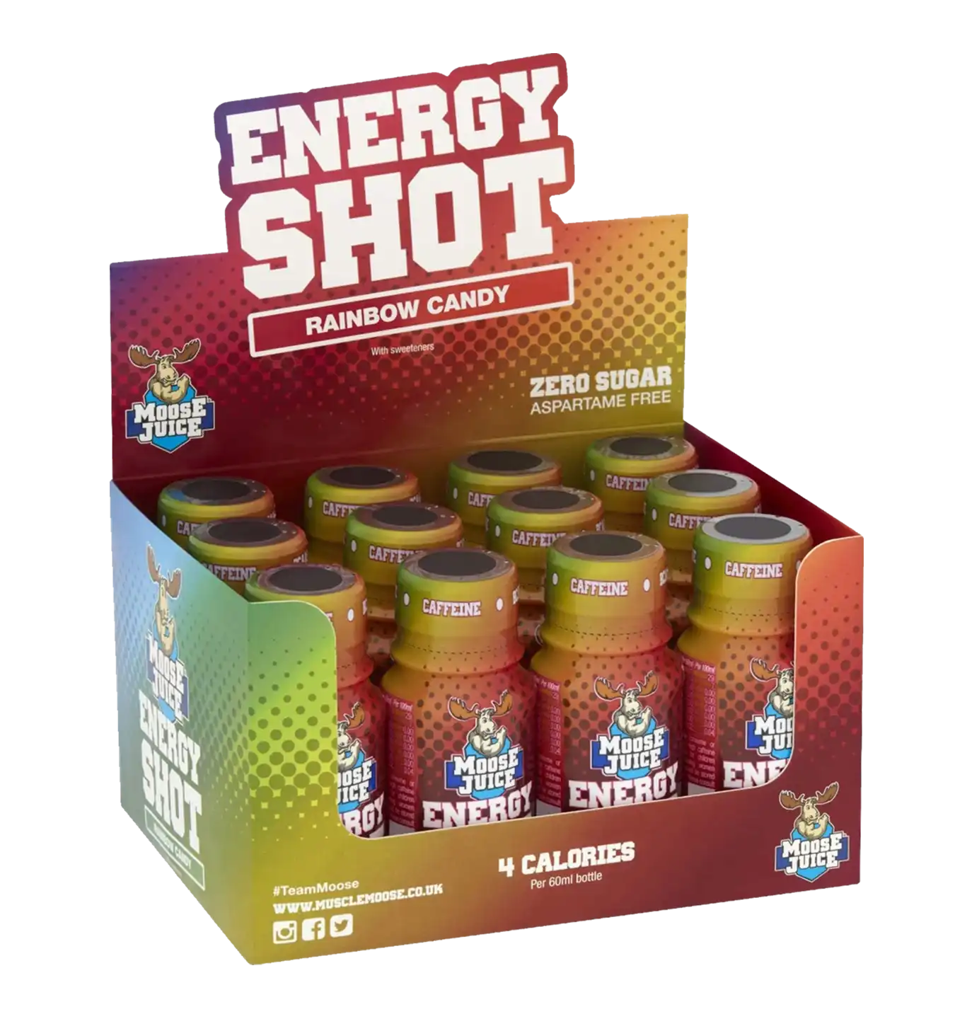 Moose Energy Shots - 12x 60 ml / Rainbow