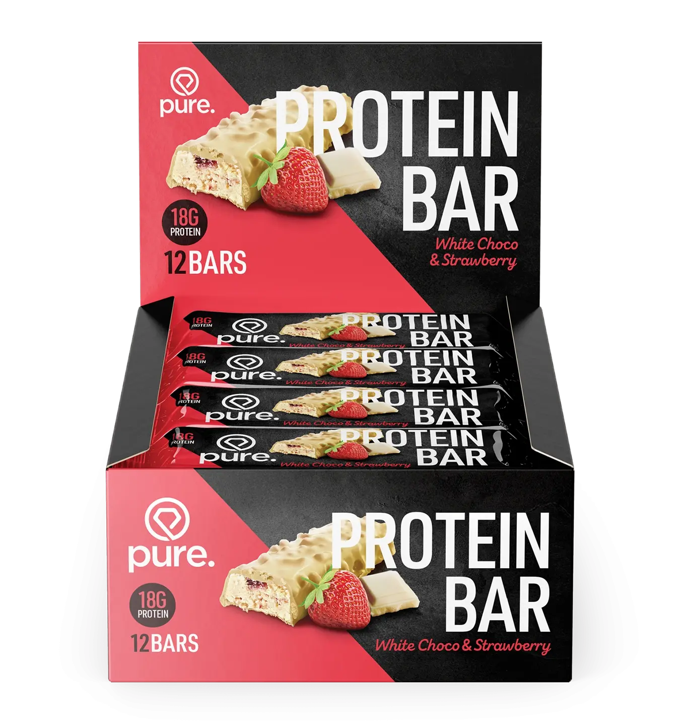Protein Bar Crunchy - 12 repen / White Choco & Strawberry