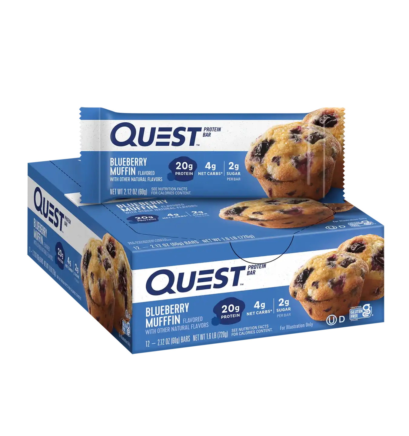 Quest Protein Bars - 12 repen / Blueberry Muffin